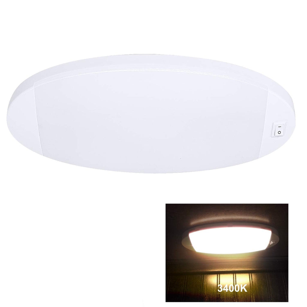 Facon Fashion LED 12V RV Ceiling Light with Switch, Length: 9-1/4'', DDS01-608 Oval Pancake Light, 12Volts RV Interior Light Fixture for RV Motorhomes Camper Caravan Trailer Boat 3400k Warm White - NewNest Australia