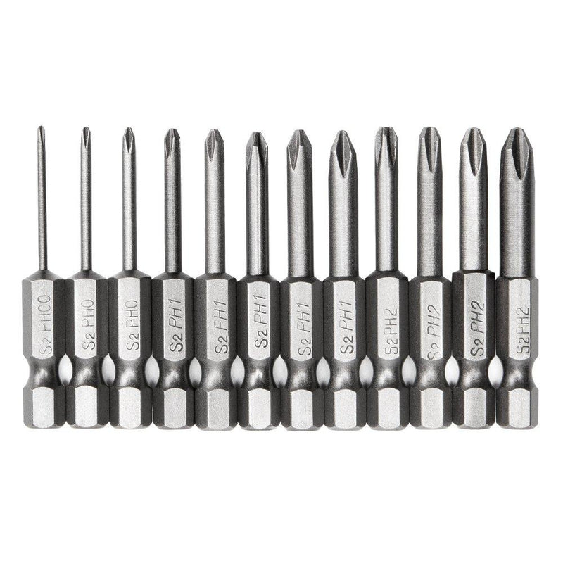 Rocaris 12Pcs Hex Shank Magnetic Phillips Cross Screwdriver Bits 50mm 1/4 Inch - NewNest Australia