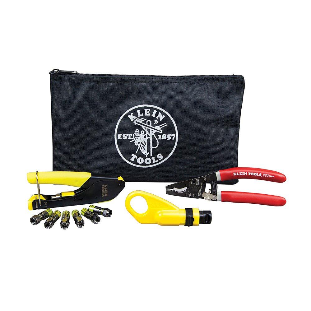 Klein Tools VDV026-211 Coax Installation Kit with F Connectors, Cable Cutter, Compression Tool, Stripper, More - NewNest Australia