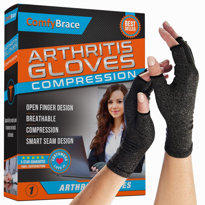 Comfy Brace Arthritis Hand Compression Gloves – Comfy Fit, Fingerless Design, Breathable & Moisture Wicking Fabric – Alleviate Rheumatoid Pains, Ease Muscle Tension (Small) Small (1 Pair) - NewNest Australia