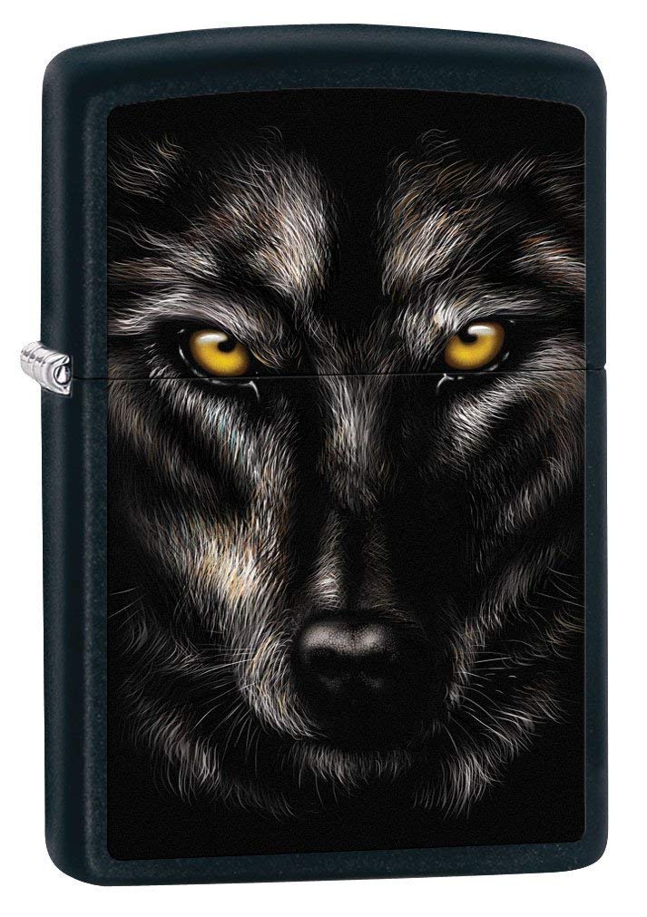 Zippo Lighter: Wolf Face - Black Matte 79578 - NewNest Australia