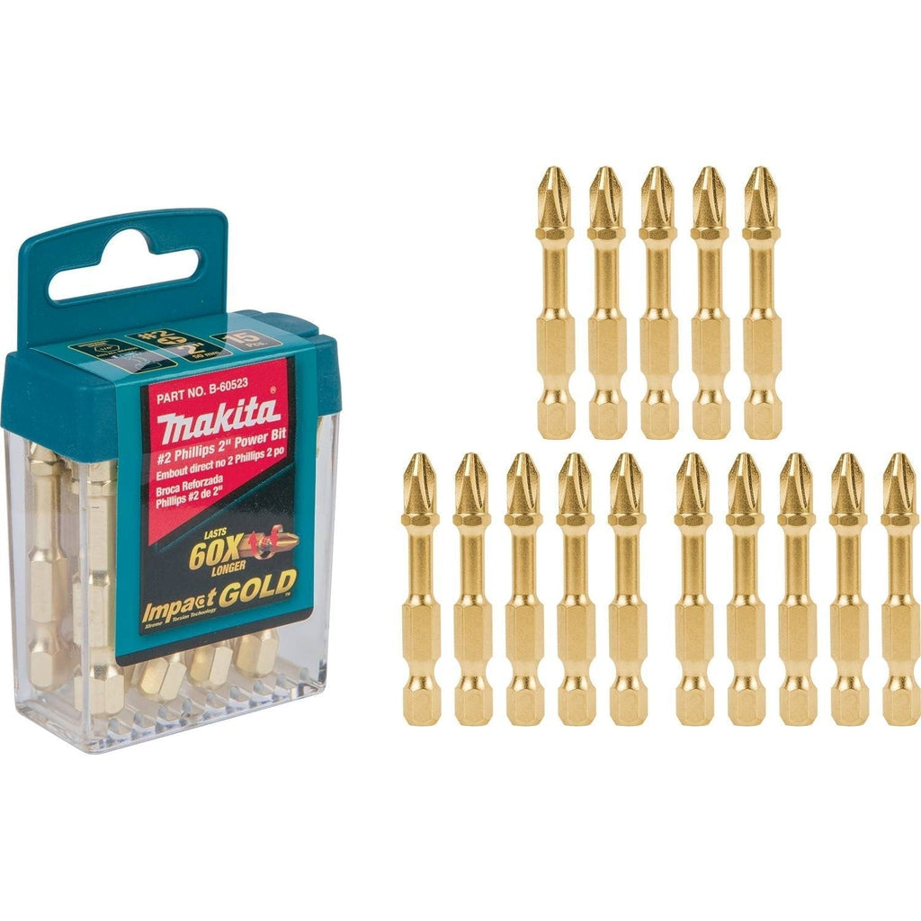 Makita B-60523 Impact Gold #2 Phillips 2″ Power Bit, 15/Pk - NewNest Australia