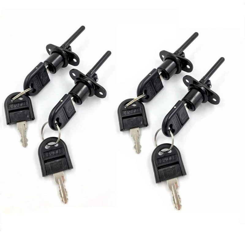 4 Pcs - Zinc Alloy Drawer Lock Desk Wardrobe Furniture Cabinet Locker Showcase with 8 Same Key 16mm (Black) - NewNest Australia