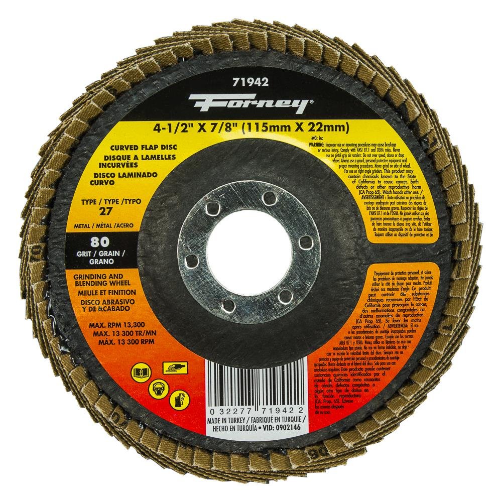 Forney 71942 Curved Edge Flap Disc, 4-1/2" x 7/8", 80 Grit - NewNest Australia