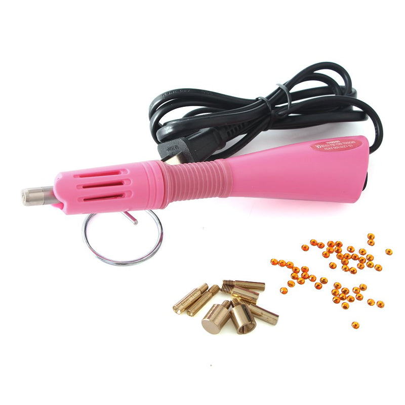 Hotfix Rhinestone applicator 7 in 1 Professional Iron-on Hot Fix Wand Crystal Gem Rhinestone Heat-fix Tool (Pink) Pink - NewNest Australia