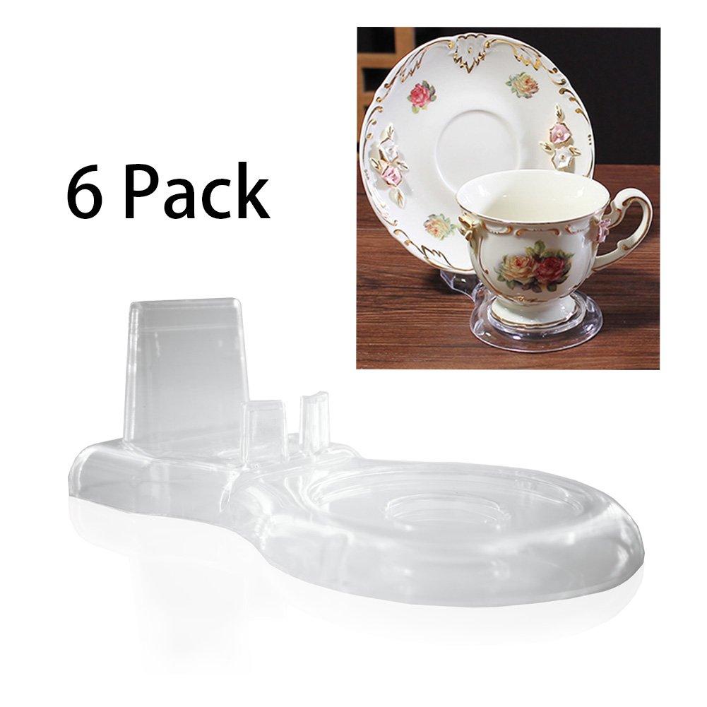 NewNest Australia - Artliving Clear Teacups and Saucer Display Easel Stand Holder,Set of 6 