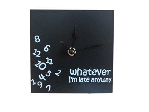 NewNest Australia - ARAD Whatever I'm Late Anyway | Battery Operated Unique Desk Clock-for Office, Living Room, Bedroom or Kitchen Use (Black) 