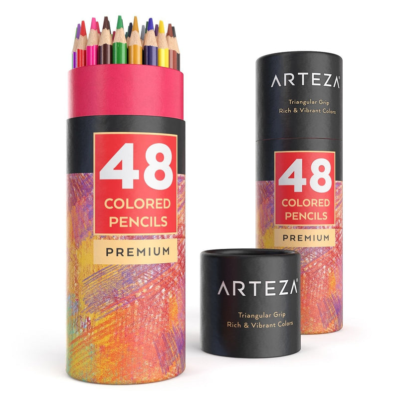 Arteza Colored Pencils, 48 Colors, Soft, Highly-Pigmented, Wax-Based Core Pencil Crayons, Art Supplies For Adults & Teens - NewNest Australia