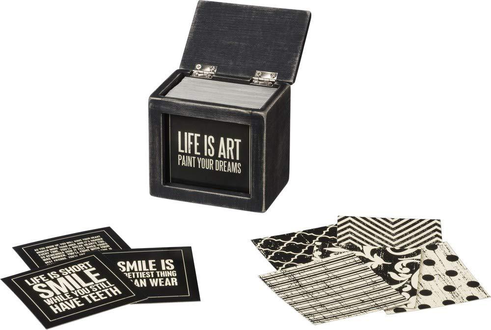 NewNest Australia - Primitives by Kathy Classic Black and White Hinged Box, Words of Wisdom 