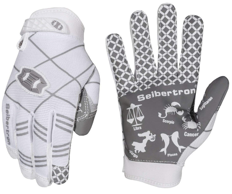 Seibertron Pro 3.0 Twelve Constellations Elite Ultra-Stick Sports Receiver Glove Football Gloves Youth White S Youth - NewNest Australia