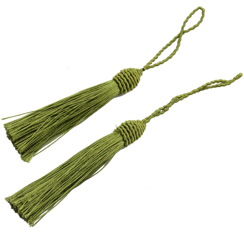 20pcs 15.5cm/6 Inch Silky Floss Bookmark Tassels with 2-Inch Cord Loop and Small Chinese Knot for Jewelry Making, Souvenir, Bookmarks, DIY Craft Accessory (Army Green) Army Grren - NewNest Australia