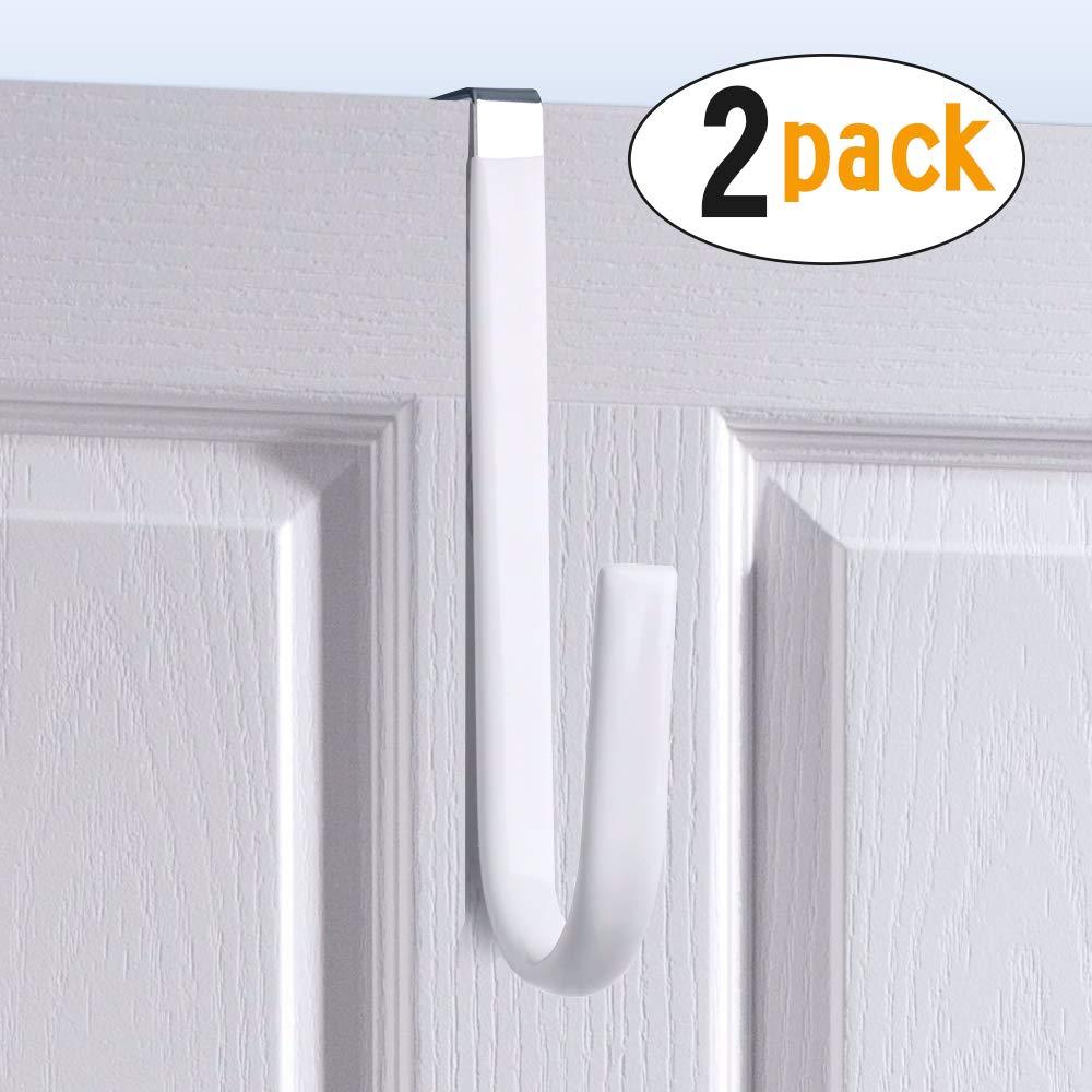 NewNest Australia - NANTAI Over The Door Hook White -Surface Rubber Protection Door Paint Design,Single Over Door Hook for Bathroom,Kitchen,Bedroom,Cubicle,Shower Room Hanging Towel,Clothes,Pants,Shoe Bag,Coat (2pack) Single Hook 2pack 