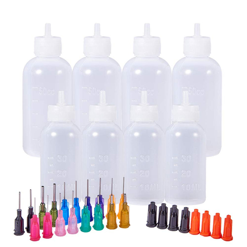 BENECREAT 8PCS Multi Purpose DIY Precision Tip Applicator Bottles 1/1.7 Ounce Needle Tip Glue Bottles with 8 Caps and 18 Tips for DIY Quilling, Craft Art Project, Glue, Oiler Bottle - NewNest Australia