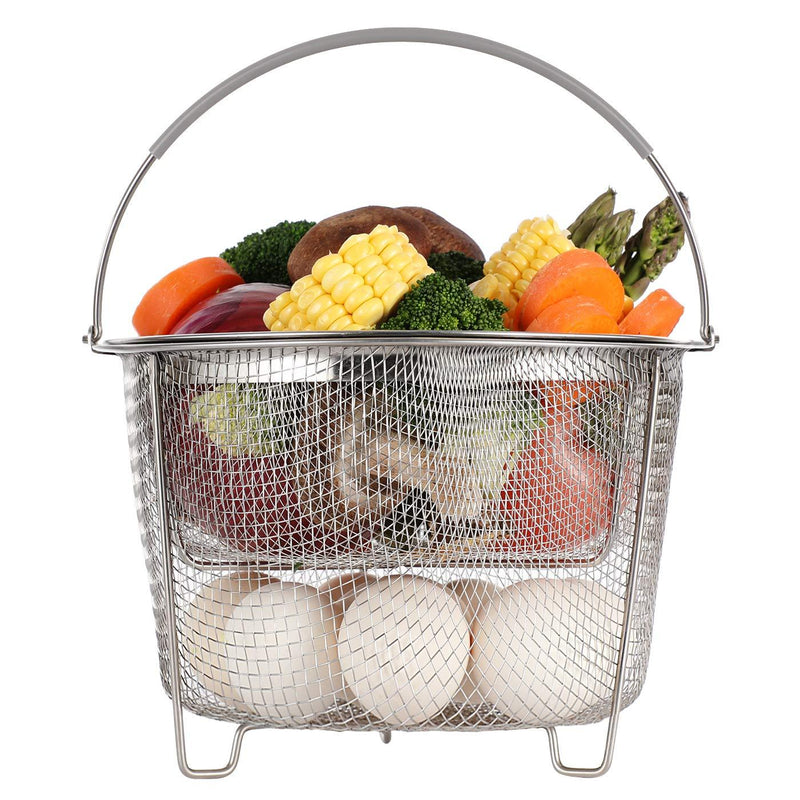 Aozita Steamer Basket for Instant Pot Accessories 6 qt or 8 quart - 2 Tier Stackable 18/8 Stainless Steel Mesh Strainer Basket - Silicone Handle - Vegetable Steamer Insert, Egg Basket, Pasta Strainer - NewNest Australia