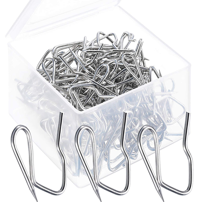 120 Pack Metal Curtain Hooks Drapery Hook Pins with Clear Box 3 by 2.4 cm for Window Curtain, Door Curtain and Shower Curtain (Silver) Silver - NewNest Australia