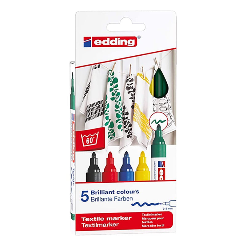 edding 4500 Textile Marker Set, 5-Colors, Basic, 2-3mm (4-4500-5S) - NewNest Australia