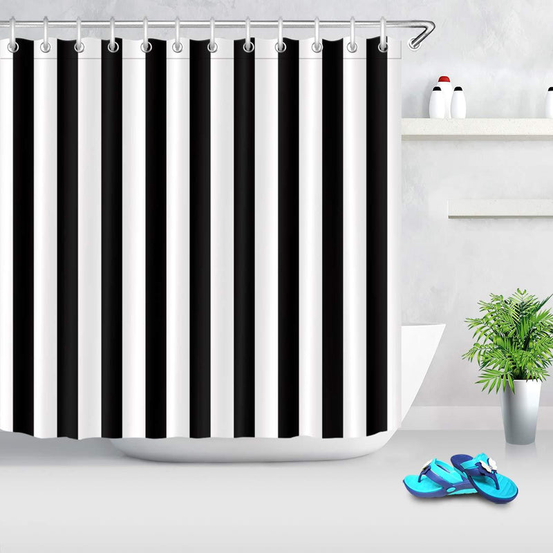 LB Black and White Shower Curtain,Striped Bathroom Curtain,72x72 inch Waterproof Polyester Fabric,Fashion Bath Decor,Ring Hooks Included 72''Wx72''L - NewNest Australia