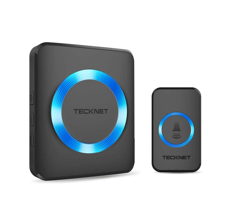 TECKNET Wireless Doorbell for Home, Classroom Doorbell Plug-in Cordless Door Chime Kit With 1300ft Range, 38 Chimes, 4 Level Volume, No Batteries Required for Receiver(1-2, Black) 1 Receivers + 1 Button - NewNest Australia