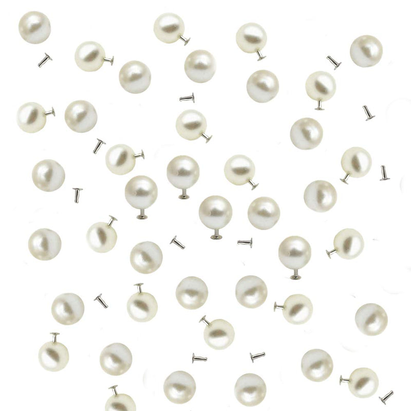 AKOAK 100 Set Pearl Rivet,Half Hole Faux Pearls Rivets Studs Buttons for Hat/Shoe/Clothes/Bag/Skirt/Bridal Veil DIY Accessories (6.0mm) 6.0mm - NewNest Australia