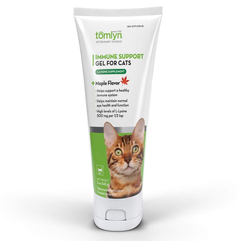 Tomlyn Immune Support Daily L-Lysine Supplement, Maple-Flavored Lysine Gel for Cats and Kittens, 3.5oz - NewNest Australia