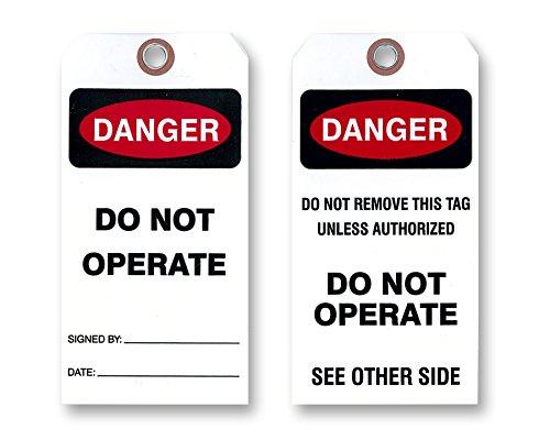 Danger Do Not Operate Tag, White Vinyl. Two Sided / 3 1/8” X 6 ¼”. (25 Tags) 25 Tags - NewNest Australia