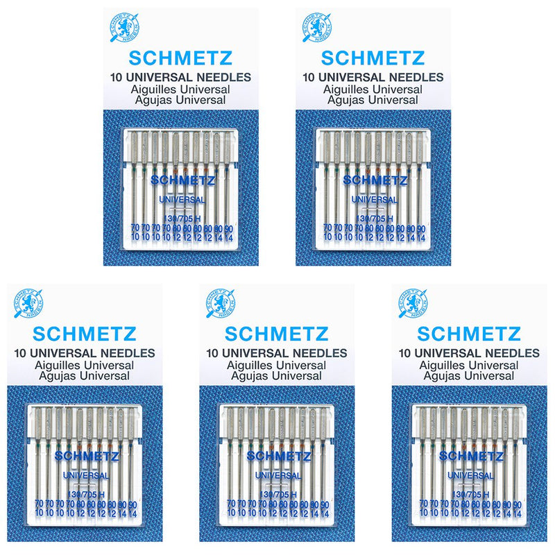50 Schmetz Universal Sewing Machine Needles -  Assorted Sizes - Box of 5 Cards - NewNest Australia