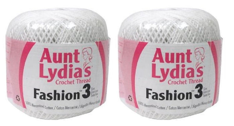 Aunt Lydia's Crochet Thread - Size 3 - (2-Pack) White - NewNest Australia