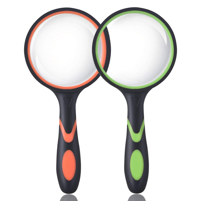 Ocim (2 Pcs) 10X Magnifying Glass, Handheld Reading Magnifier, 75mm Magnify Glasses Lens, Rubbery with Non-Slip Soft Handle for Seniors Reading and Kids Nature Exploration - NewNest Australia