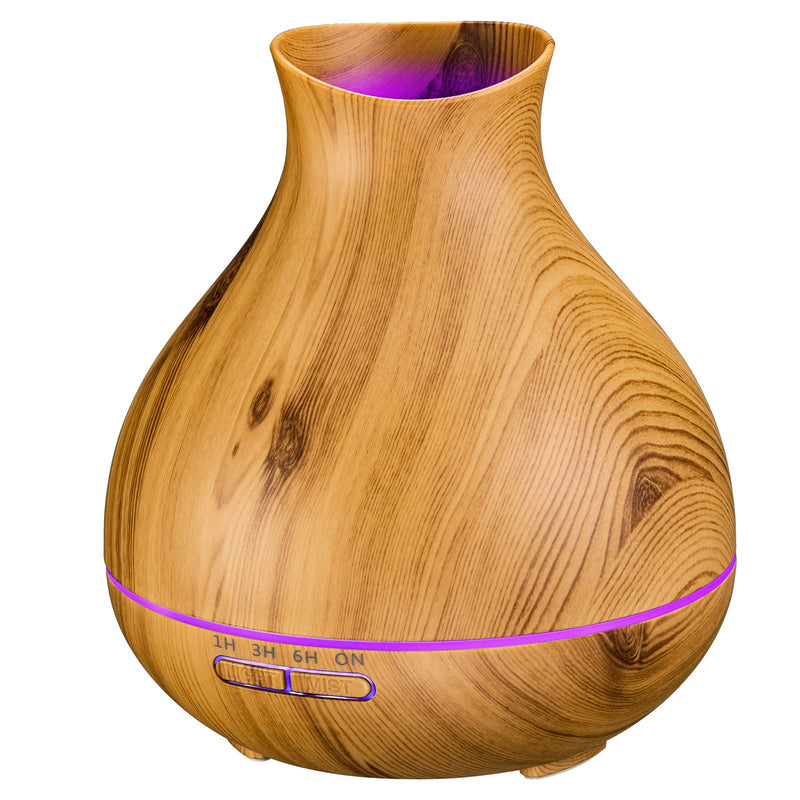 Aromatherapy Essential Oil Diffuser 550ml 12 Hours Wood Grain Aroma Diffuser with Timer Cool Mist Humidifier for Large Room, Home, Baby Bedroom, Waterless Auto Shut-Off, 7 Colors Lights Changing Brown - NewNest Australia