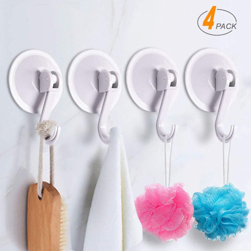 NewNest Australia - SUNDOKI Suction Cup Hooks, Kitchen Towel Hooks Removable Wall Vacuum Holder for Smooth Tile, Glass and Mirror(4 Pack) 4 Pack 