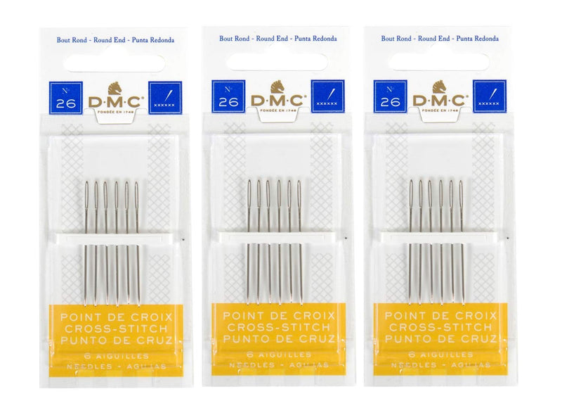 3 Pack DMC Size 26 Cross Stitch Needles (Total 18 Needles) - New Package - NewNest Australia