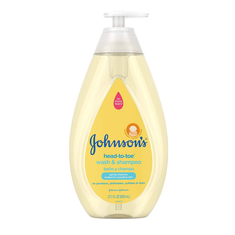 Johnson's Head-to-Toe Gentle Tear-Free Baby & Newborn Wash & Shampoo, Sulfate-, Paraben- Phthalate- & Dye-Free, Hypoallergenic Wash for Sensitive Skin & Hair, 27.1 fl. Oz Johnsons HTT Wash & Shampoo 27.1 oz - NewNest Australia