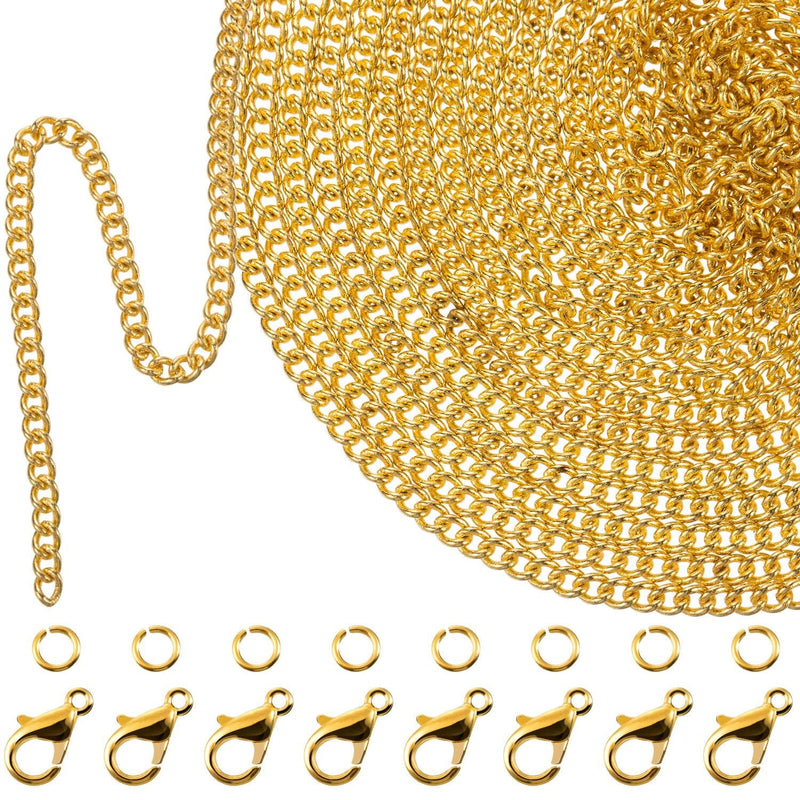 33 Feet Gold Plated Link Chain Necklace with 30 Jump Rings and 20 Lobster Clasps for Men Women Jewelry Chain DIY Making (1.5 mm) 1.5 mm - NewNest Australia