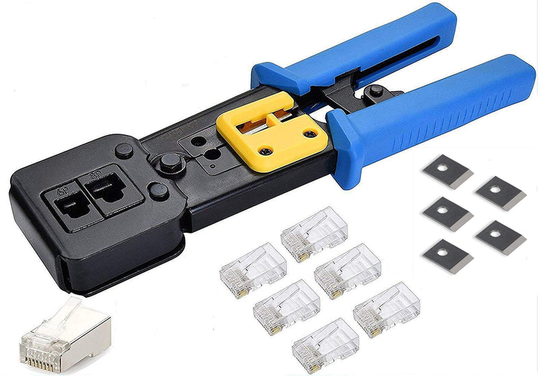 RJ45 Crimp Tool for Pass through and legacy connectorsProfessional High Performance Crimper Tool by Ethernet Connector for pass through and legacy connectors Bonus CAT6 Connector 20 Pack Crimp Tool+20P Connectors - NewNest Australia