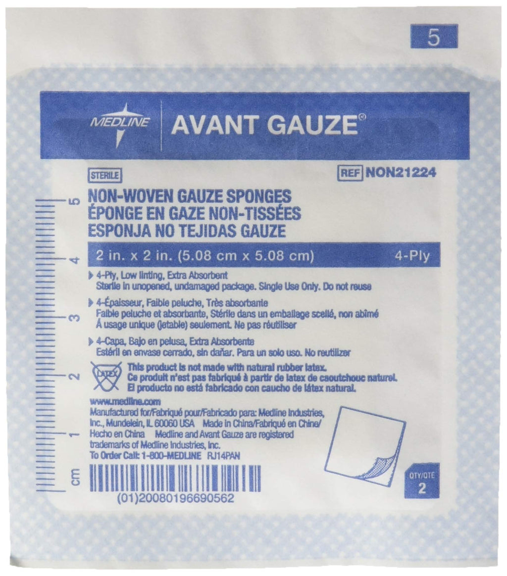 Avant Gauze, Sterile, 2” x 2”, Box of 100 (50/2’s) 2" x 2" - NewNest Australia