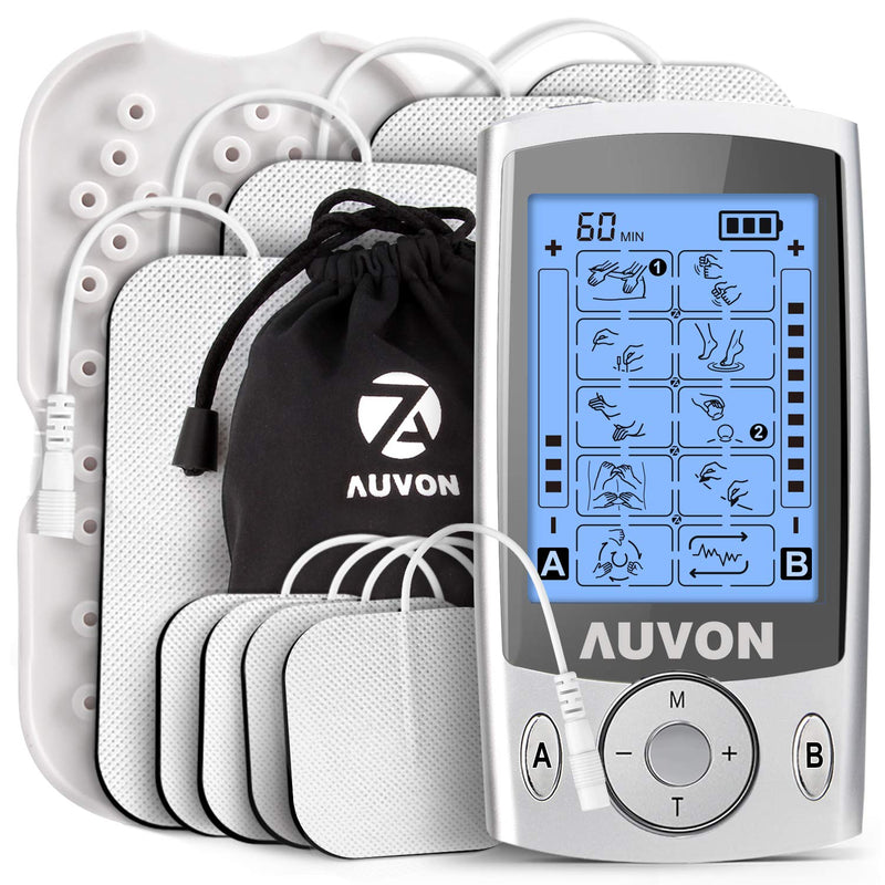 AUVON Dual Channel TENS Unit Muscle Stimulator Machine with 20 Modes, 2" and 2"x4" TENS Unit Electrode Pads - NewNest Australia