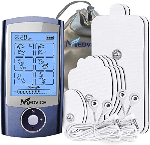 MEDVICE Rechargeable Tens Unit Muscle Stimulator, 2nd Gen 16 Modes & 8 Upgraded Pads for Natural Pain Relief & Management, FDA Cleared Electric Pulse Impulse Mini Massager Machine - NewNest Australia