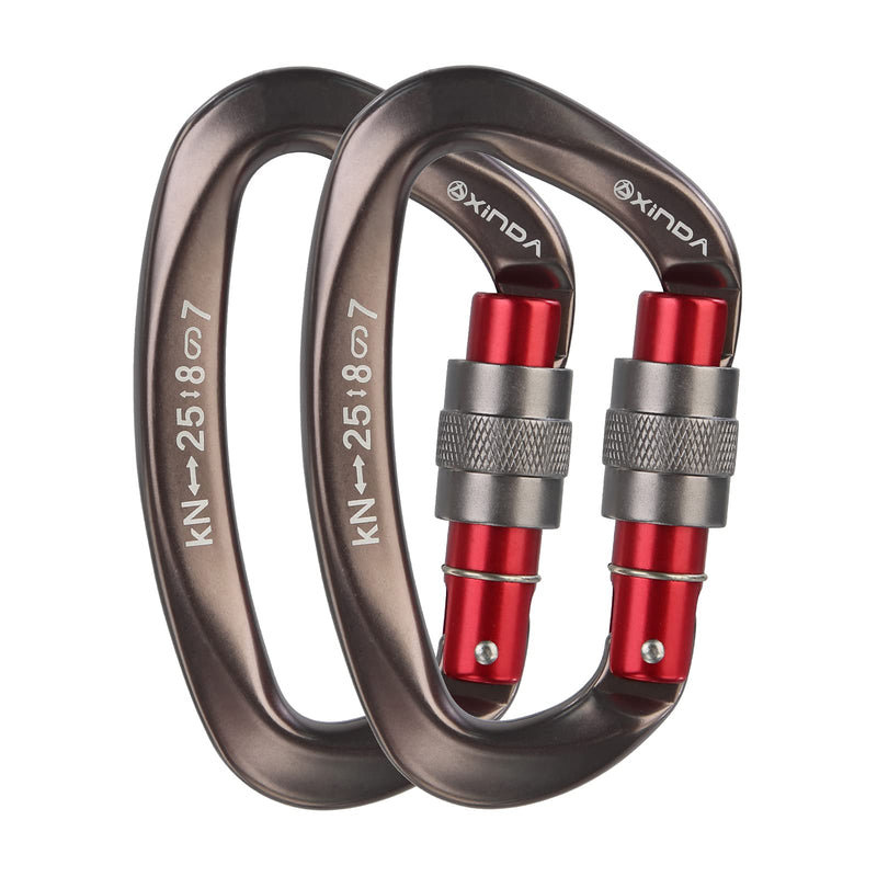 XINDA Screwgate Locking Carabiner Clip - Professional Rock Climbing Carabiner Screw Lock,Heavy Duty Carabiners for Climbing,Mountaineer,Hammock,Camping,Outdoor Equipment 2 pcs Gray - NewNest Australia