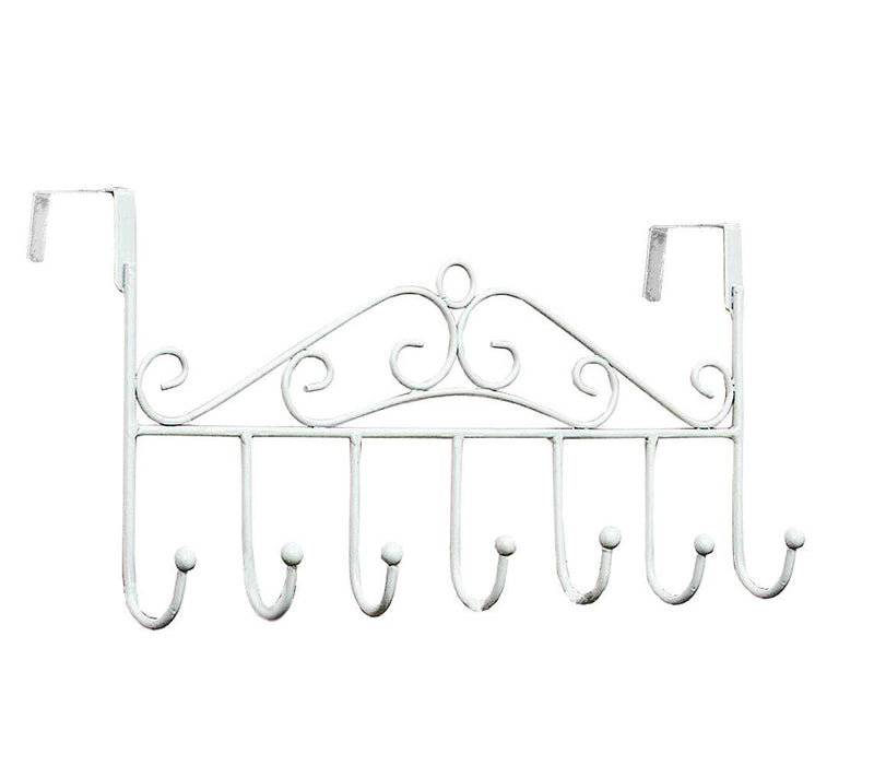 NewNest Australia - Youdepot Over The Door 7 Hanger Rack -Decorative Metal Door Hooks Hanger Holder for Home Office Kitchen Use Coat Hook Rack (White) White, 7 