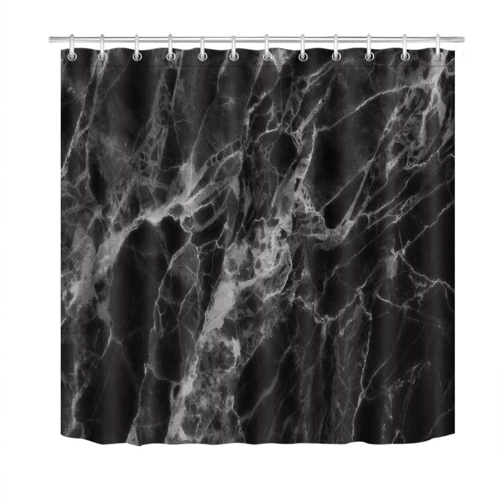 LB Black Marble Shower Curtain Abstract Natural Marble Black and Grey Bathroom Curtain 72x72 inch Waterproof Polyester Fabric Bath Curtain Hooks Included 72''Wx72''L - NewNest Australia