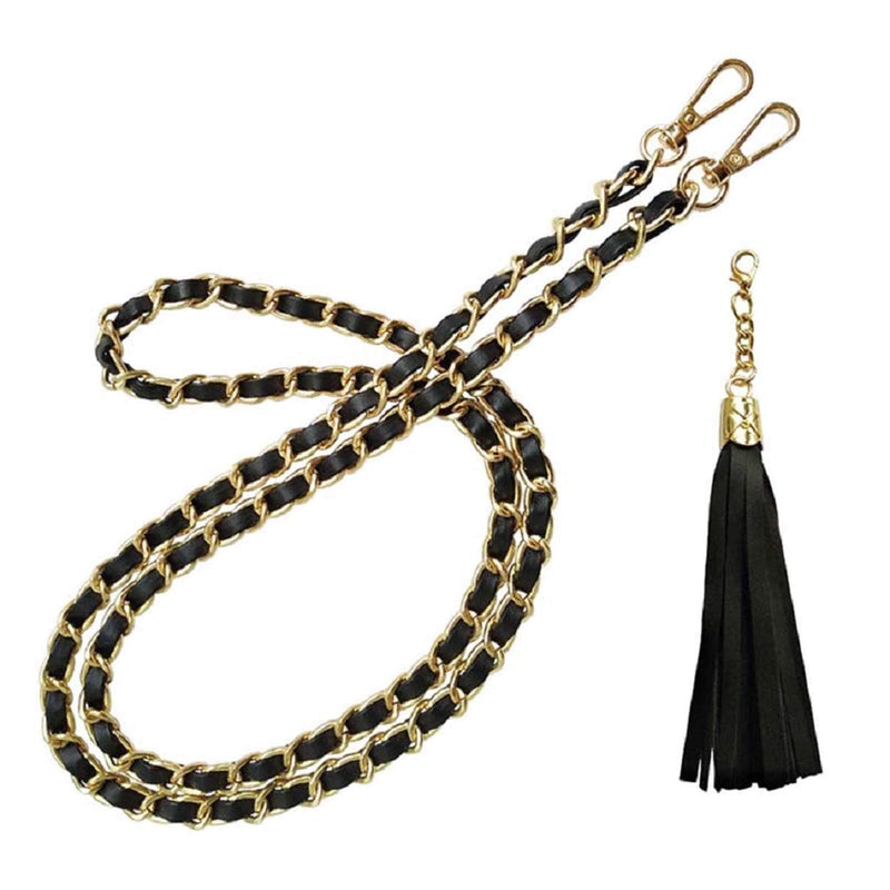 Beaulegan Purse Chain Strap - Microfiber Leather - Replacement for Crossbody Shoulder Bag - 51 Inch Long, Black/Gold Gold - NewNest Australia