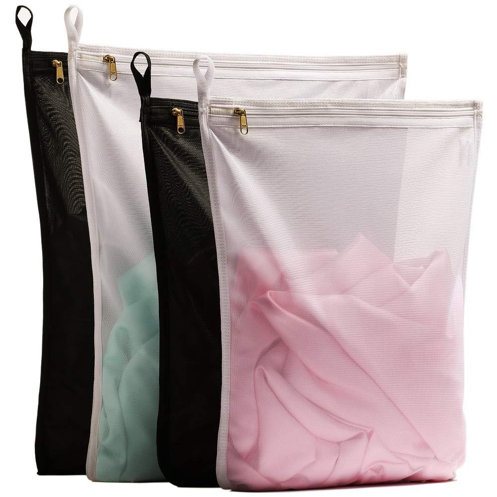 NewNest Australia - TENRAI Delicates Laundry Bags, Bra Fine Mesh Wash Bag for Underwear, Lingerie, Bra, Pantyhose, Socks, Use YKK Zipper, Have Hanger Loops (2 Large & 2 Medium) 