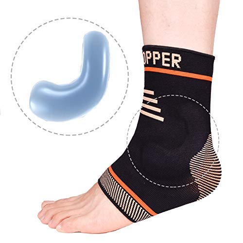 Thx4COPPER Infused Compression Ankle Brace, Silicone Ankle Sleeve Support, Pain Relief from Plantar Fasciitis, Achilles Tendonitis- Reduce Foot Swelling & Prevent Ankle Injuries Large - NewNest Australia