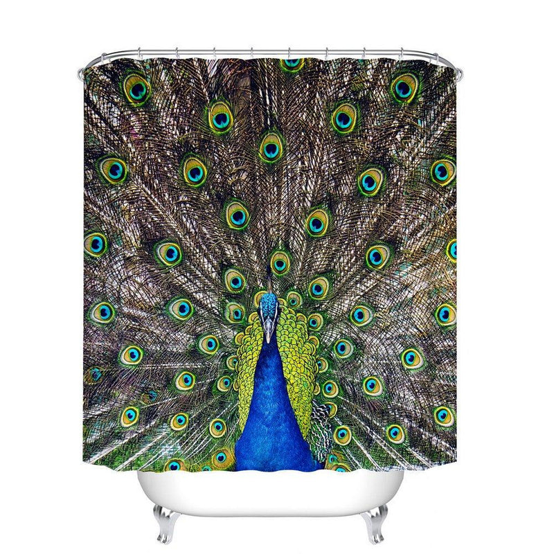 Fangkun Peacock Decor Shower Curtain Set - Portrait of Male Peacock with Feathers Out Picture Design Curtains - Polyester Fabric Waterproof Bath Curtains - 12pcs Hooks - 72 x 72 inches - NewNest Australia