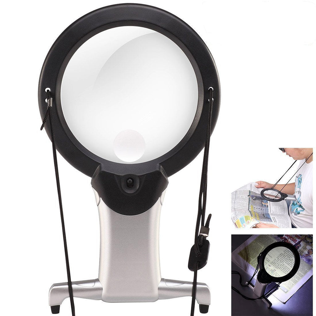 Reading Magnifier Magnifying Glass Necklace 2.5 X 6X Lighted Magnifier Glass Magnify Hands Free Handheld Large LED Magnifying Glass Illuminated Loupe Lens for for Seniors Reading,Embroidery,Jeweler - NewNest Australia