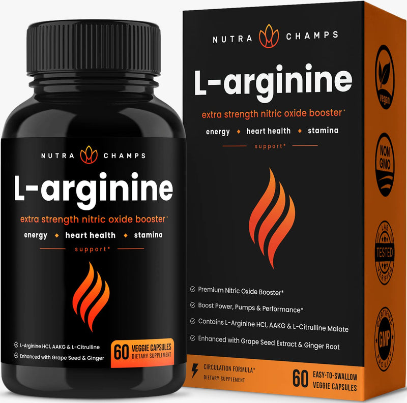 Premium L Arginine Nitric Oxide Supplement | Extra Strength for Energy, Muscle Growth, Heart Health, Vascularity & Stamina | Powerful NO Booster Capsules with L-Arginine & L-Citrulline Powder - NewNest Australia