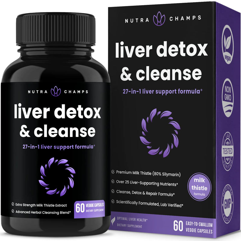 Liver Cleanse Detox & Repair | Milk Thistle Extract with Silymarin 80%, Artichoke Extract, Dandelion Root, Chicory, 25+ Herbs | Premium Liver Health Formula | Liver Support Detox Cleanse Supplement - NewNest Australia