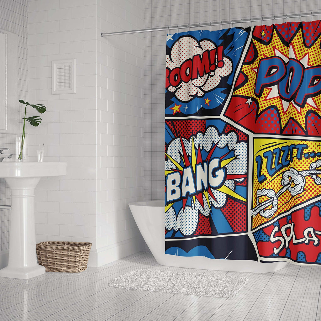 LifeCustomize Colorful Pop Art Retro Comic Shower Curtain 60x72 Inch Polyester Waterproof Bathroom Curtain with Hooks - NewNest Australia