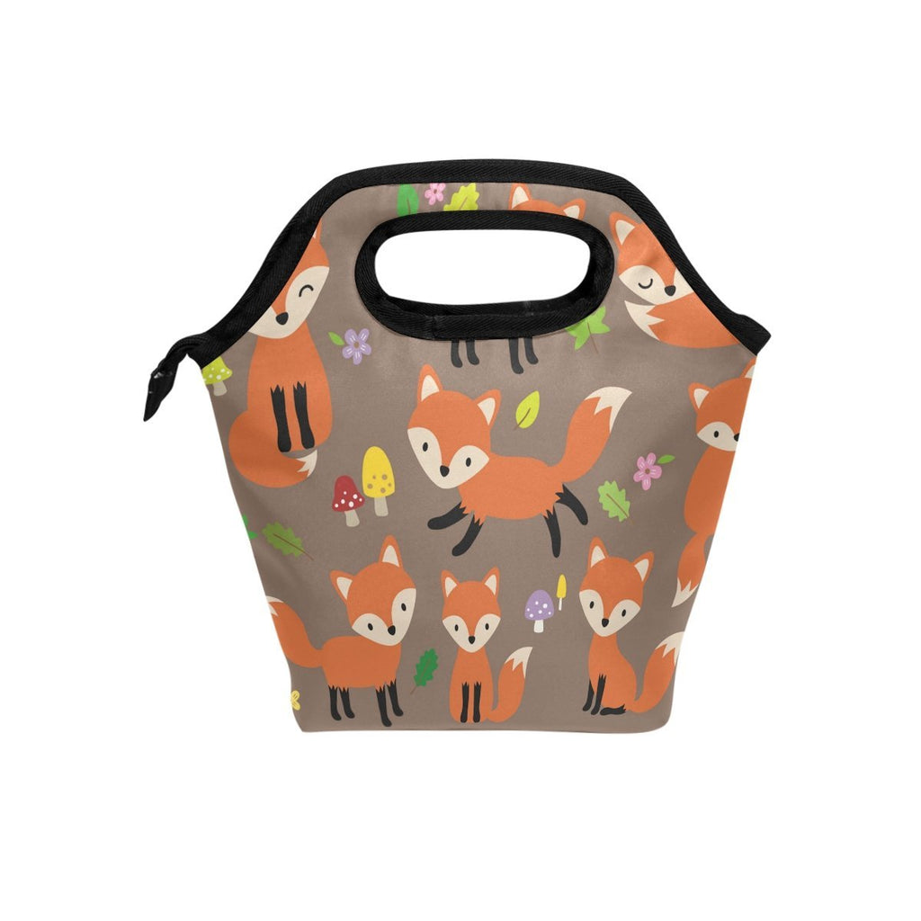 NewNest Australia - Lunch Tote Bag Cute Fox Neoprene Insulated Cooler Warmer, Portable Funny Lunchbox Handbag for Men Women Adult Kids Boys Girls Multi 1 