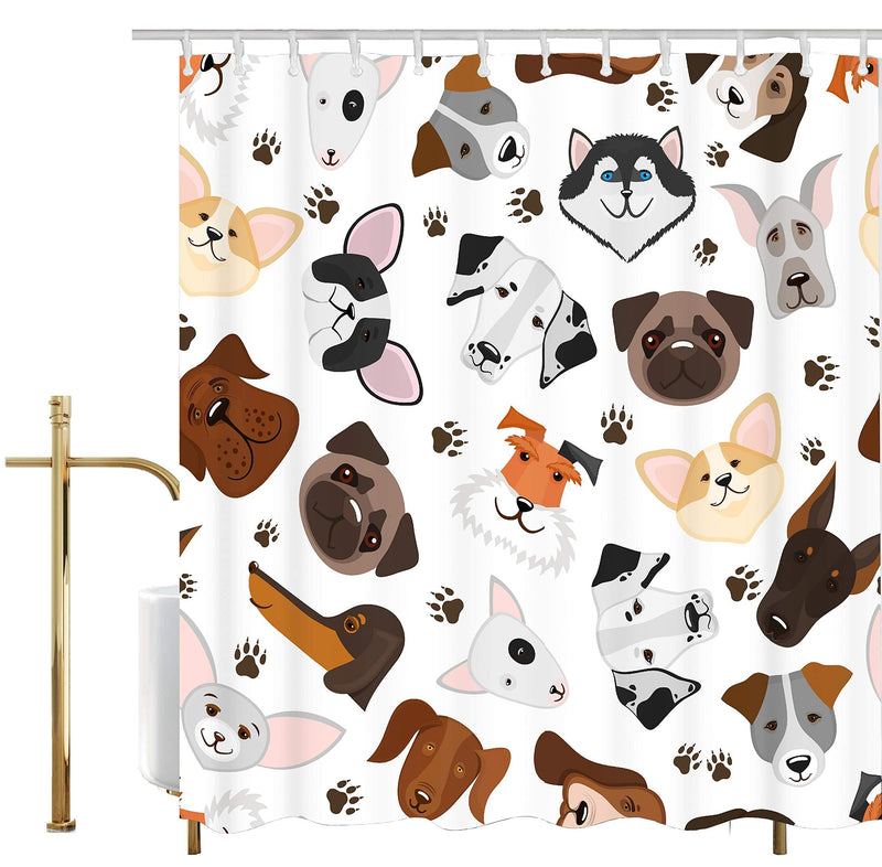 Ao blare Cute Dog Puppy Shower Curtain Cute Dog Puppy Waterproof Polyester Fabric Shower Curtain Set Hooks 72X72 Inches - NewNest Australia